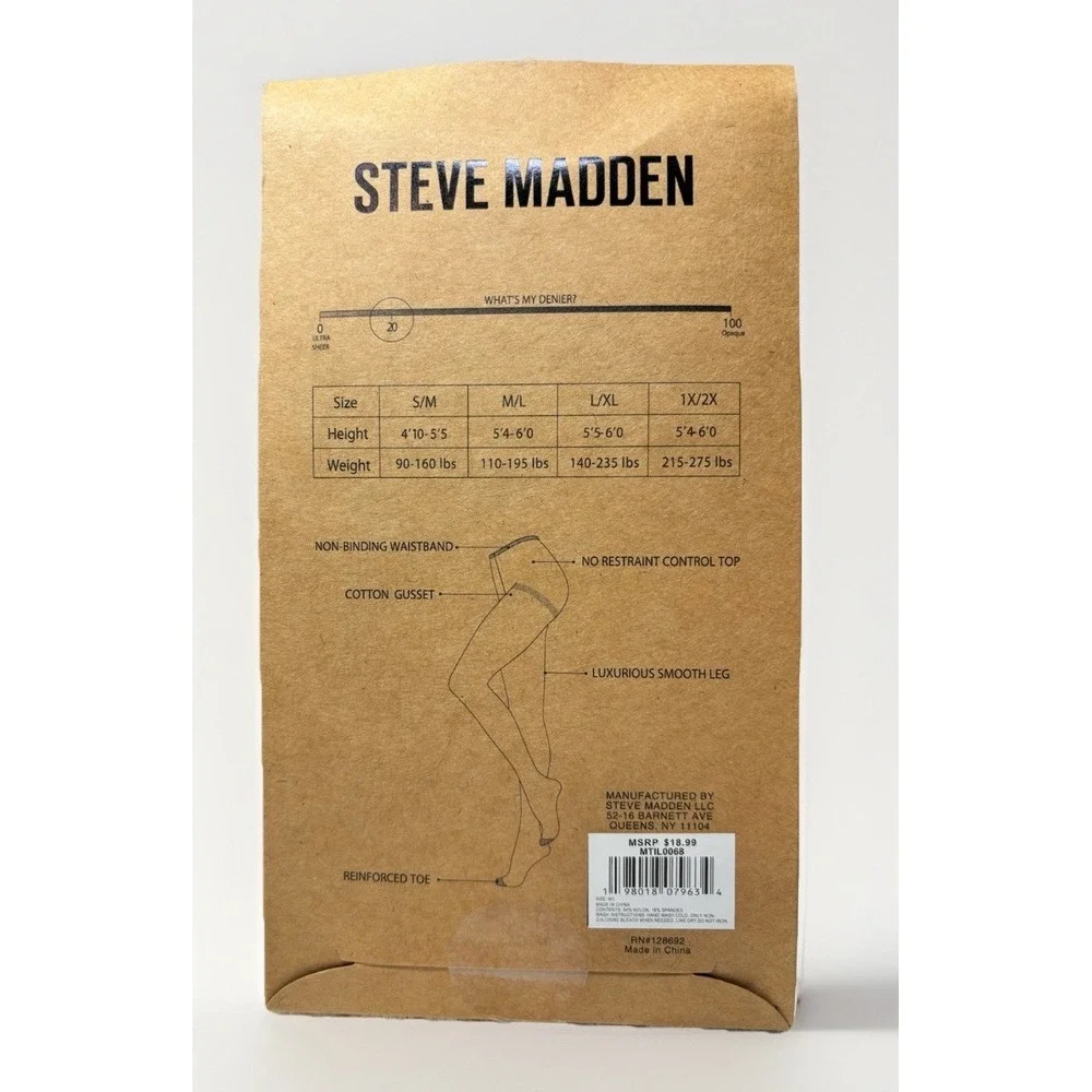 Steve Madden Womens Black 2-pack Medium/ Large Sheer Tights 20 Denier‎